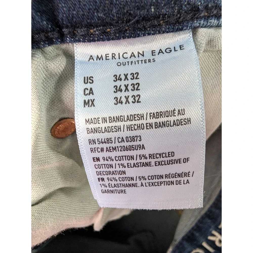 American Eagle Mens Airflex+ Slim Jeans Blue Denim Size 34x32